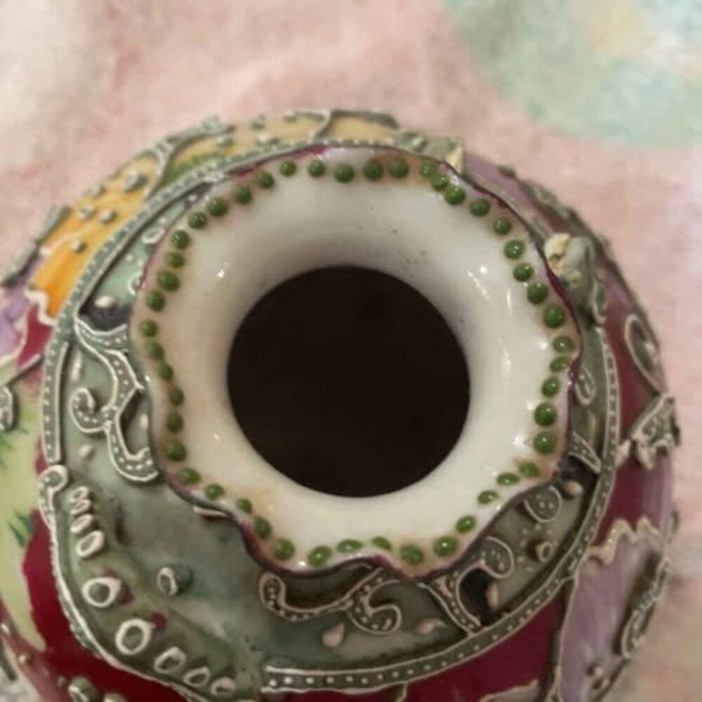 Vintage Moriage Footed Porcelain Vase